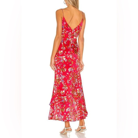 Sau Lee Sofia dress in Red Floral Slip Women’s size 00 Midi Wedding Cocktail - Picture 2 of 6